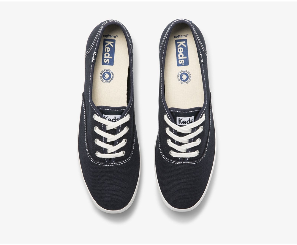 Tenis Keds Mujer Azul Marino - Champion Organic Cotton Lona - 9253-NSTJX